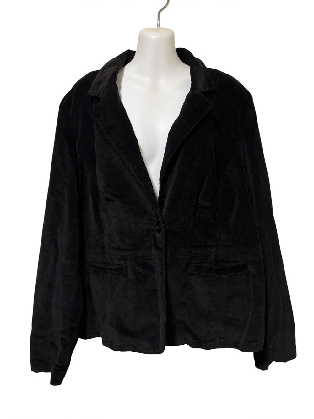 Halston Jeans Black Velvet Stretch Blazer